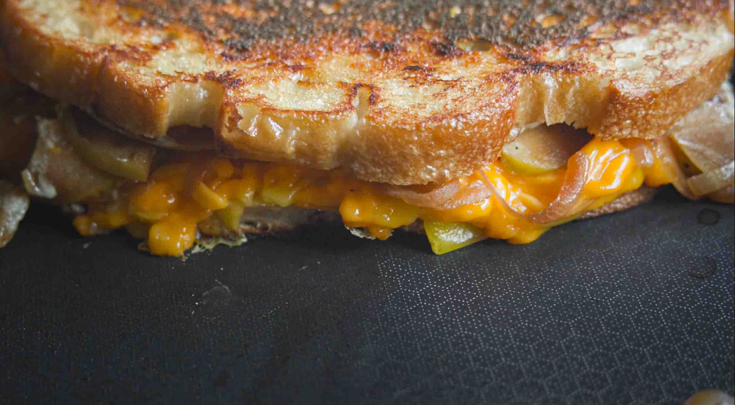 close up of front of vegan grilled cheese